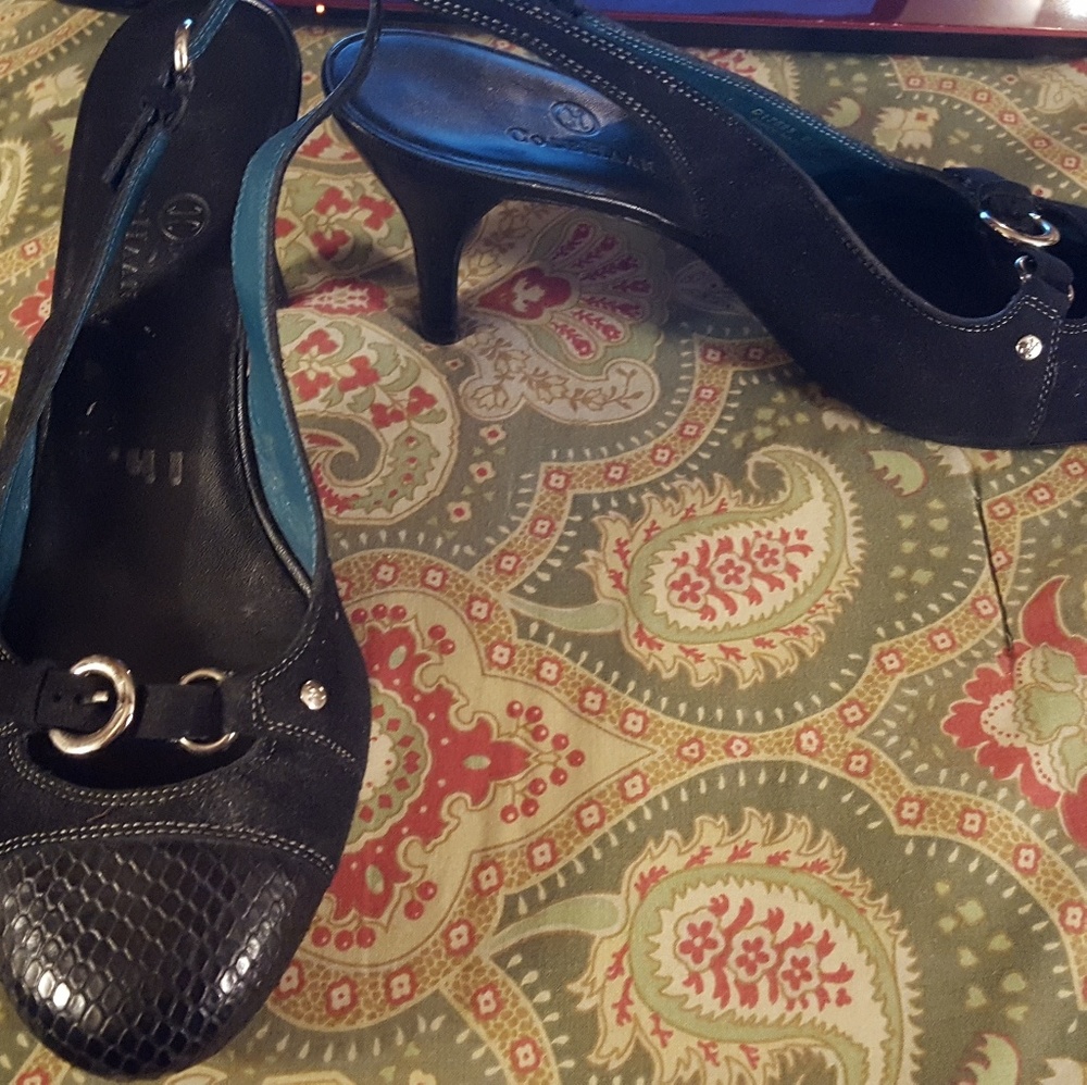 Cole Haan 9.5 Black slingbacks heels shoes